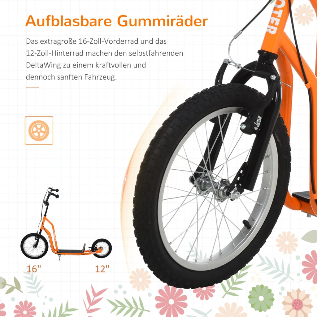Scooter per bambini con manubrio regolabile ruote grandi e freno ¨C Minimal ¨C 16 pollici metallo arancione