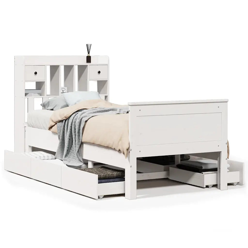 vidaXL Letto Libreria senza Materasso Bianca 90x200 cm Legno di Pino