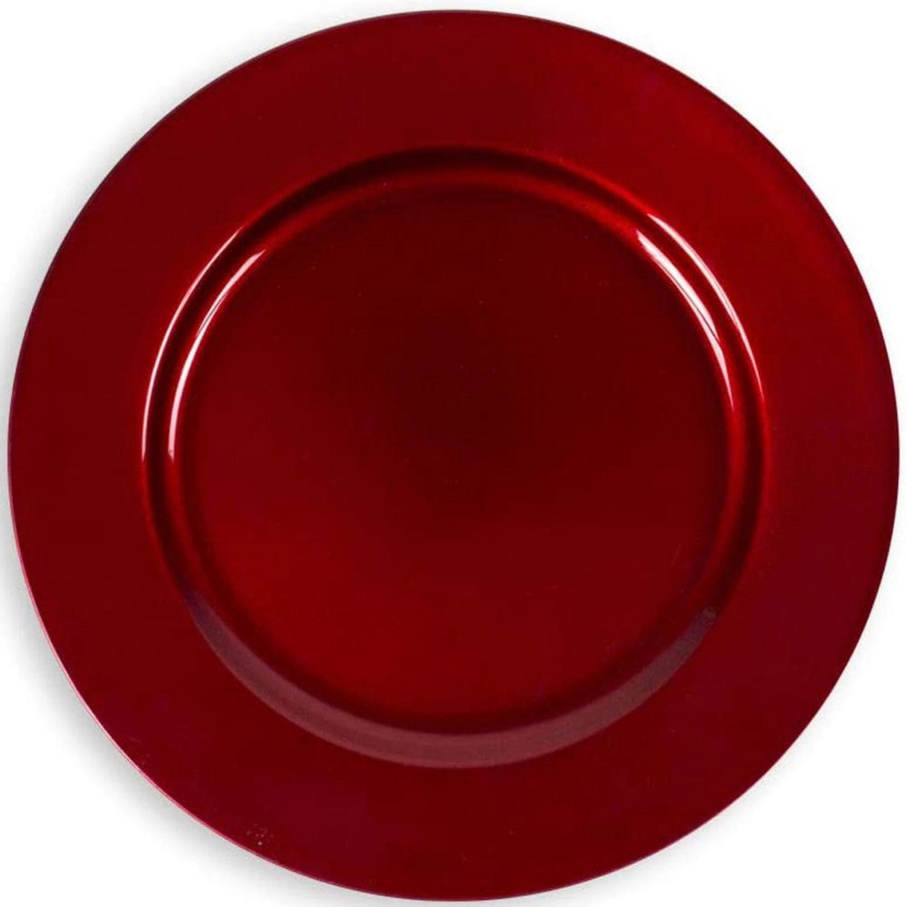 Trade Shop - 6 X Sottopiatti Natalizi In Plastica 33cm Decorazioni Natale Per La Tavola Rosso -