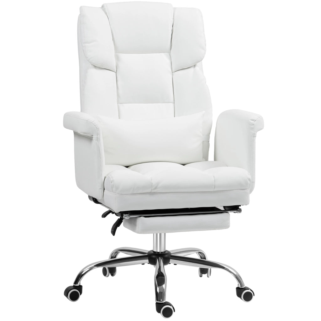 SEDIA UFFICIO Ergonomica 69x65x107-115 cm Pelle rigenerata Bianca