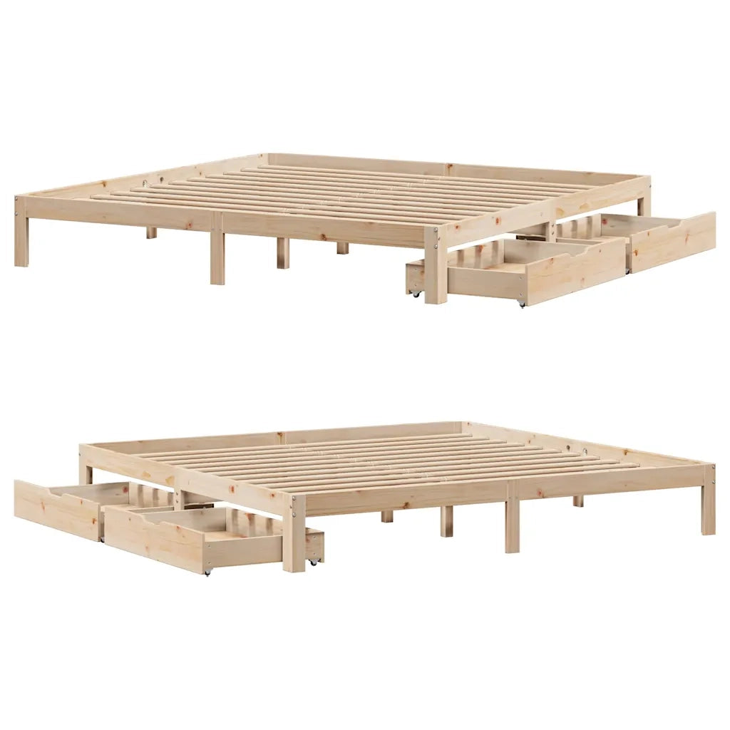 Giroletto con Cassetti 180x200 cm in Legno Massello di Pino 3301954