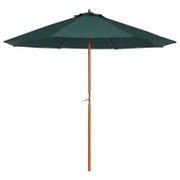 Ombrellone da giardino in legno di pioppo, copertura di poliestere Verde, Stabile, Anti-UV, Ø270 x 250cm