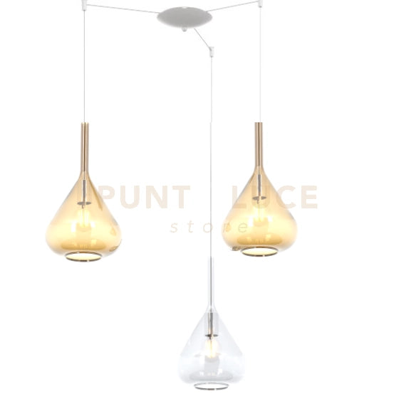 SOSPENSIONE BIANCO 3 LUCI SPOSTABILE VETRI TR + 2X AM 1177BI-S3 S-TA