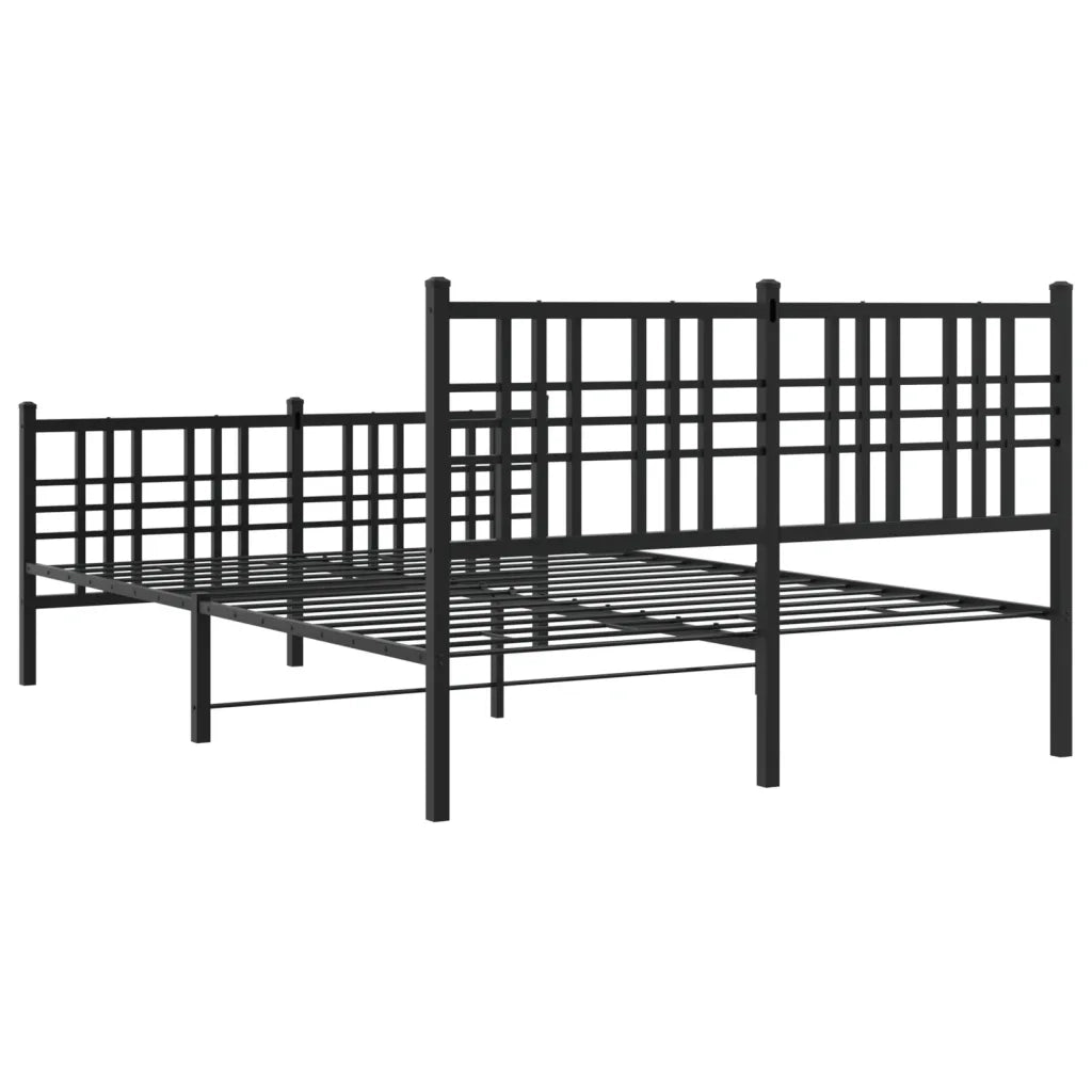 Giroletto con Testiera e Pediera-Struttura Letto Metallo Nero 137x190 cm 543109