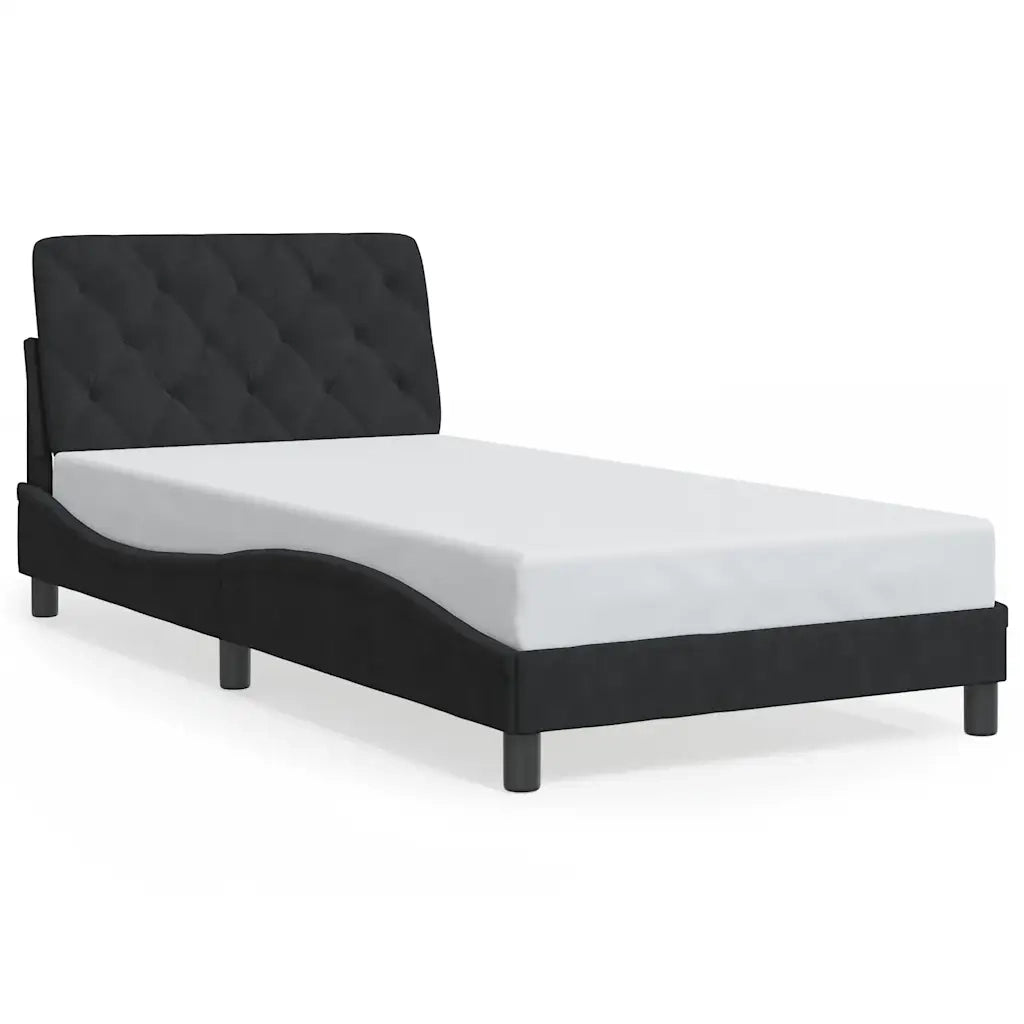 Letto singolo | Letto per adulti | Giroletto senza Materasso Nero 100x200 cm in Velluto