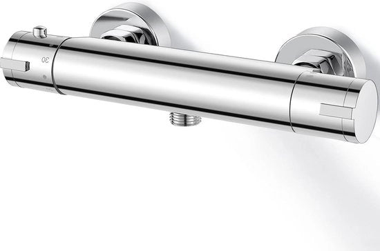 Termostato di installazione per doccia - Valvola doccia - Termostato doccia in ottone con arresto di emergenza - Acciaio inox 150 mm
