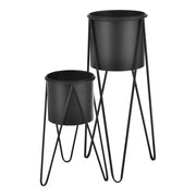 Set di 2 supporti per piante fioriera vaso per fiori fioriera vaso metallo nero 03_0006042/2