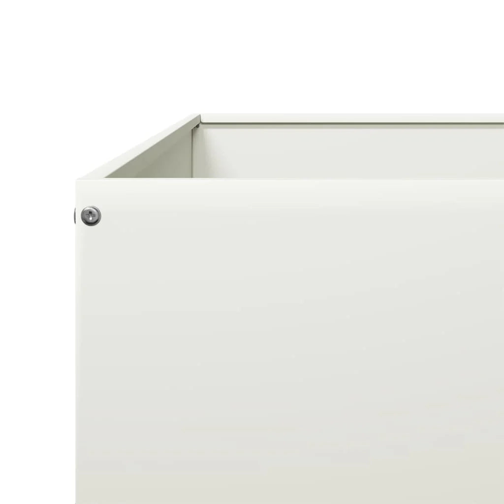 Fioriera rialzata per piante fiori patio giardino 100 x 100 x 33,5 cm acciaio bianco 02_0039281