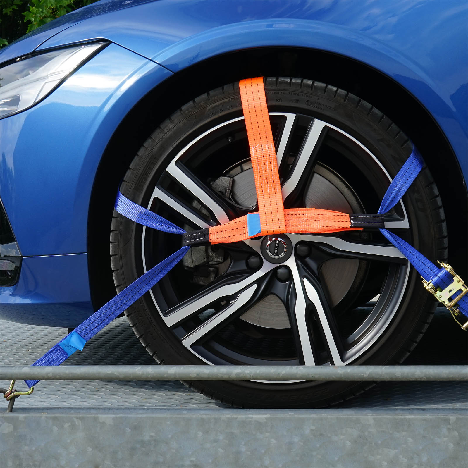 Set 4 cinghie pneumatici 35mmx3,5m 3000daN per fissaggio auto su bisarca carro attrezzi autocarro