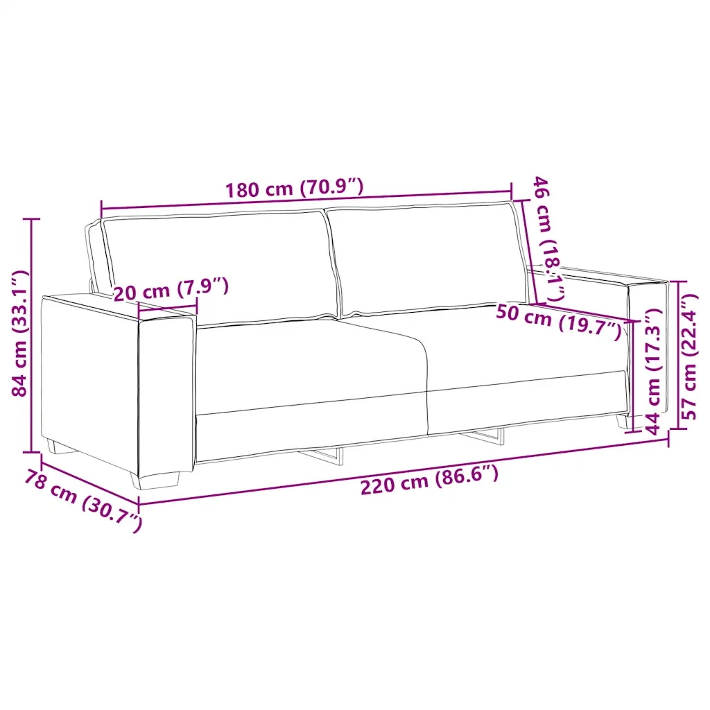 Divano a 3 Posti-Sofa 3 Posti Rosso Vino 180 cm in Velluto 759989