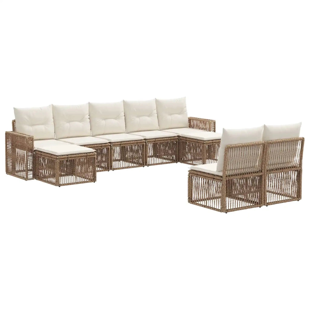 Set Divano da Giardino 9 pcs Beige e Bianco Crema polyrattan 3435240