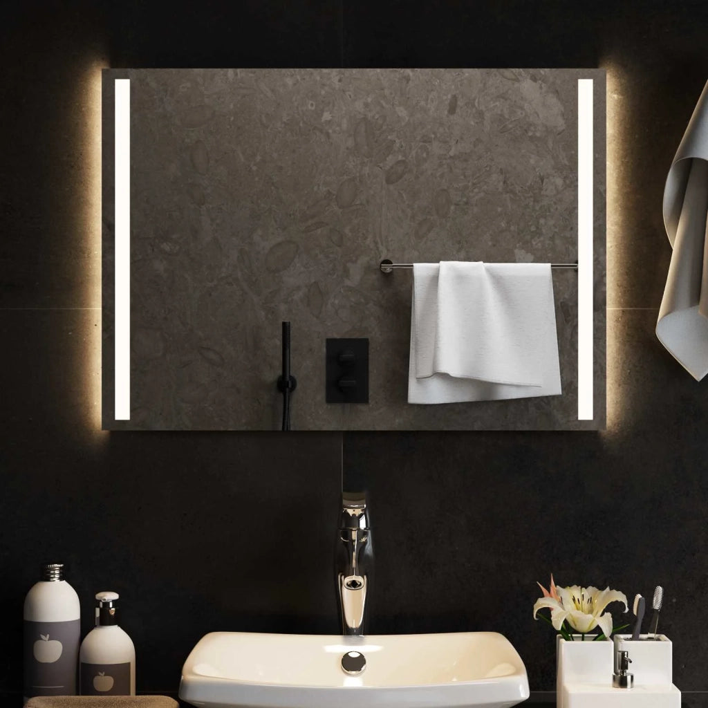 Specchio da bagno LED Trasparente 70 x 50 cm vetro temperato 42045796