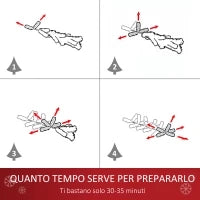 Albero di Natale Innevato con Bacche Rosse, Base Rimovibile e Pieghevole, 539 Rami, Φ70x180cm, Verde