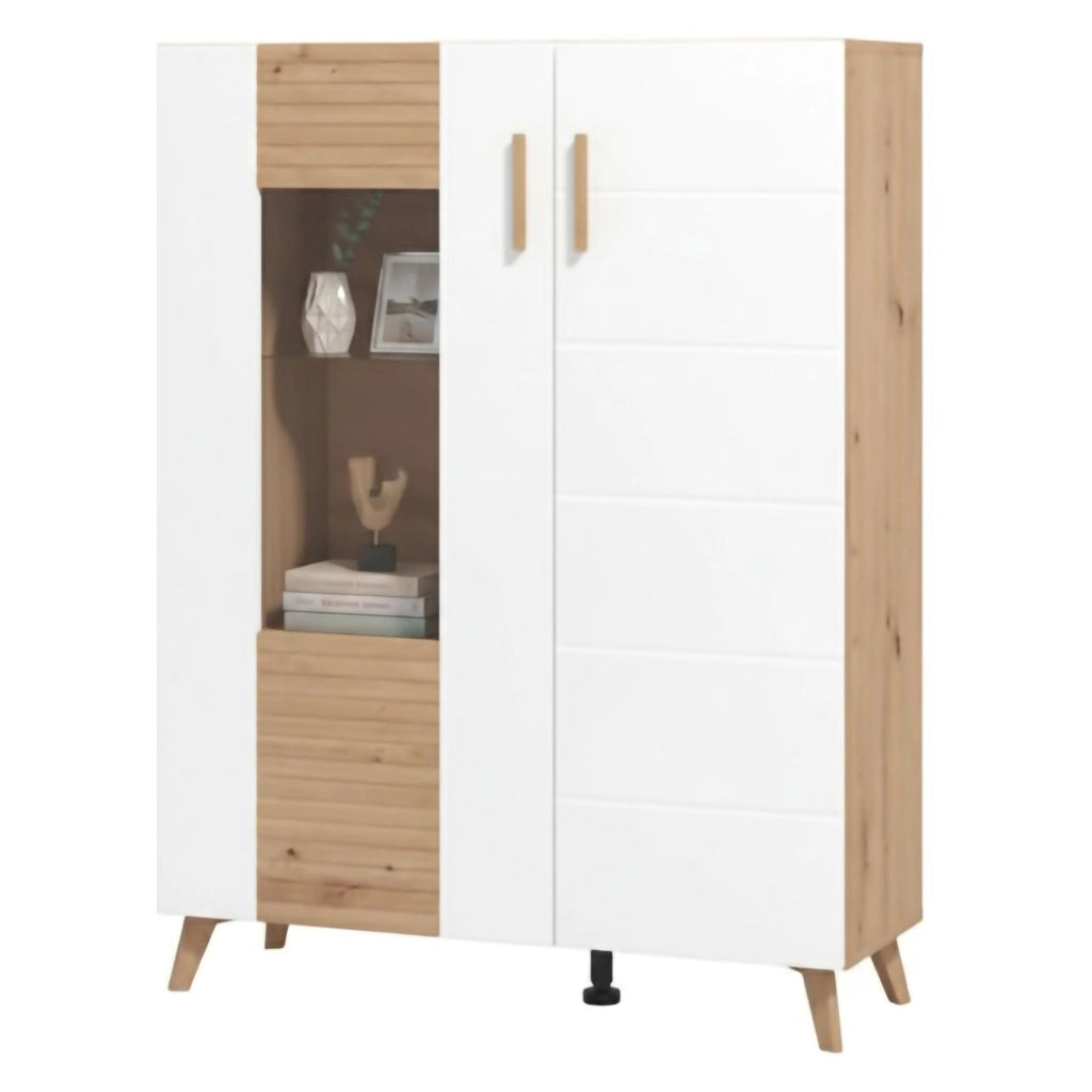 Mobile Espositore Cetona, Vetrina 4 Ripiani, 96x35x125.5h cm Marrone Rovere Nodi