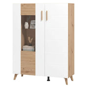 Mobile Espositore Cetona, Vetrina 4 Ripiani, 96x35x125.5h cm Marrone Rovere Nodi