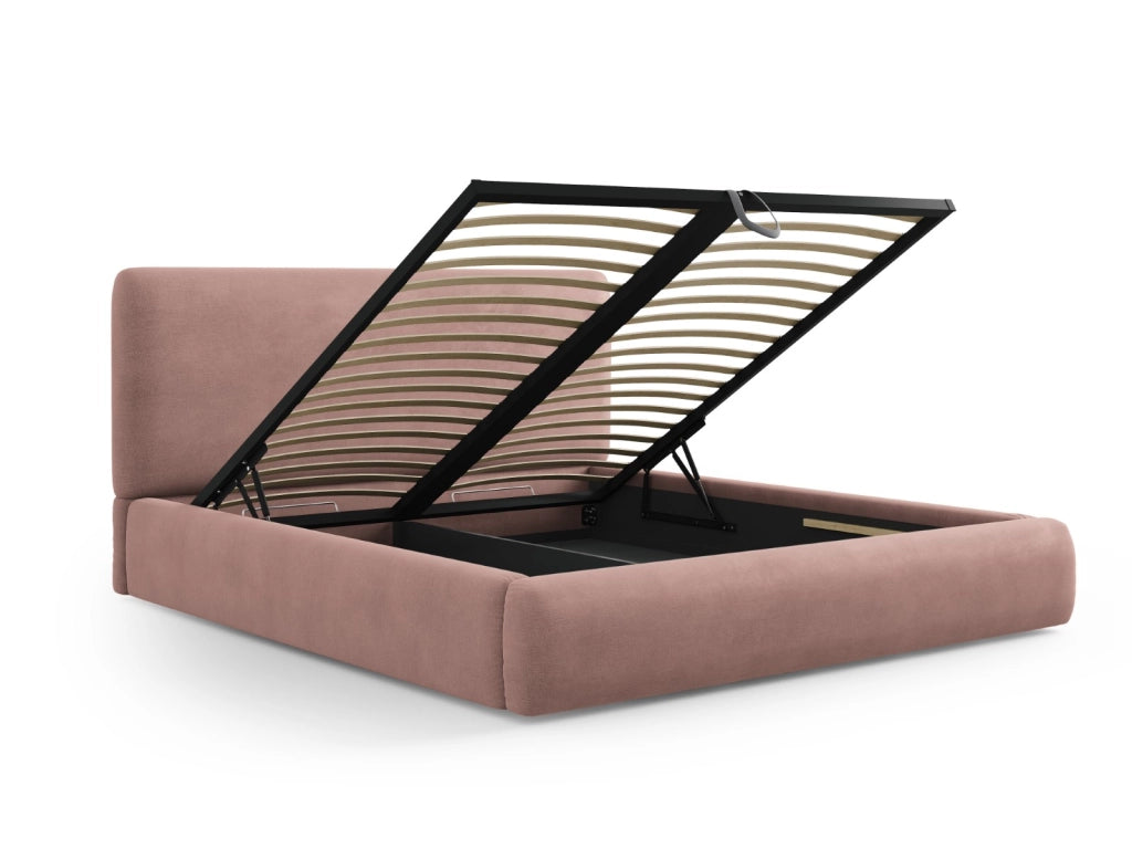 Cosmopolitan Design - Letto a cassettone con testiera "Colonel" 160x200cm in ciniglia rosa 