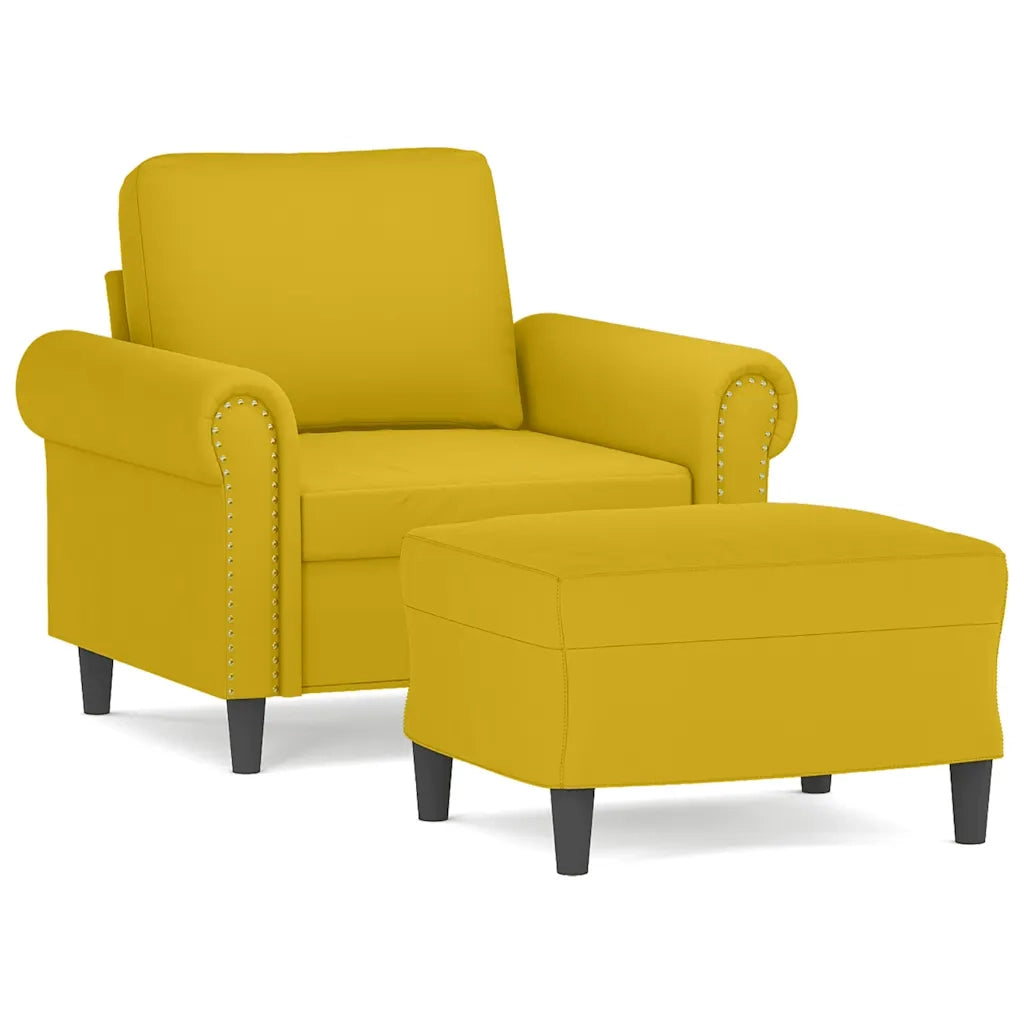 Poltrona con Poggiapiedi Giallo 60 cm in Velluto
