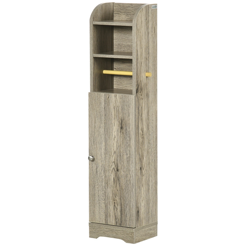 Mobile Bagno in Truciolato con 2 Ripiani e Armadietto a 2 livelli, 23x18x100cm, Grigio