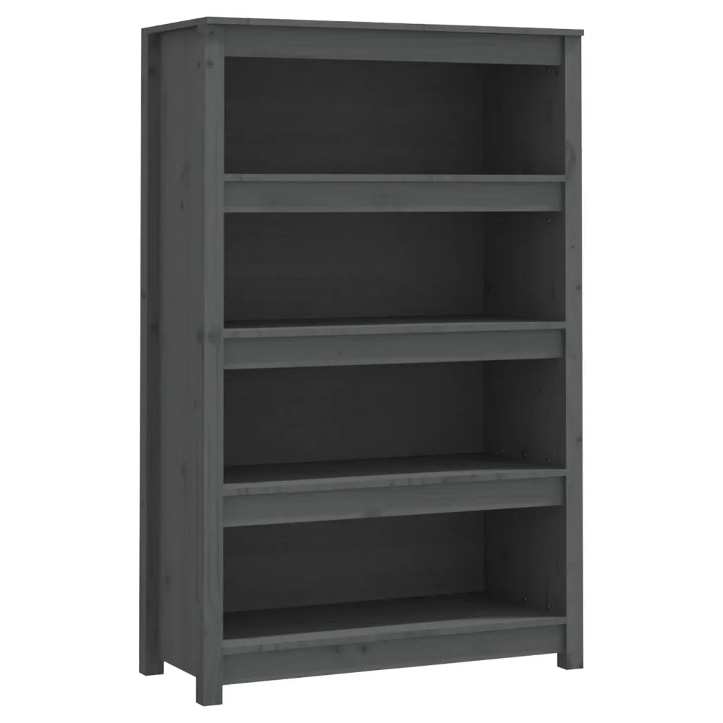 Libreria-Scaffale per Libri-Mobile di Stoccaggio Grigia 80x35x126 cm in Legno Massello di Pino