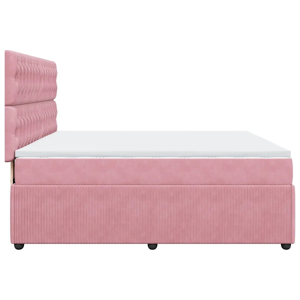 Giroletto a Molle con Materasso Rosa 180x200 cm in Velluto 3292417