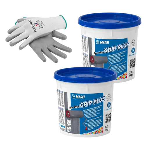 Mapei eco prim grip plus primer adesione pareti pavimenti 2x1kg e guanti nitrile