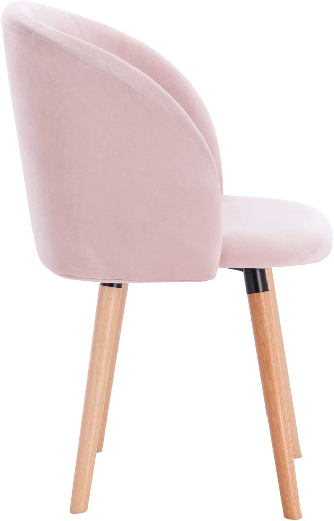 1x sedie sala da pranzo sedie cucina moderne poltroncina salotto Adatte per Sala Pranzo, Soggiorno, Camera da Letto Estetica in Tessuto di velluto Gambe di Legno, Rosa BH121rs-1