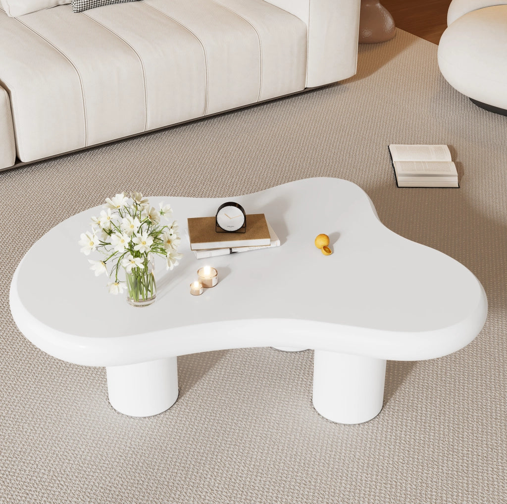 Tavolino da caffè a forma di nuvola 97x67x32 cm in MDF bianco