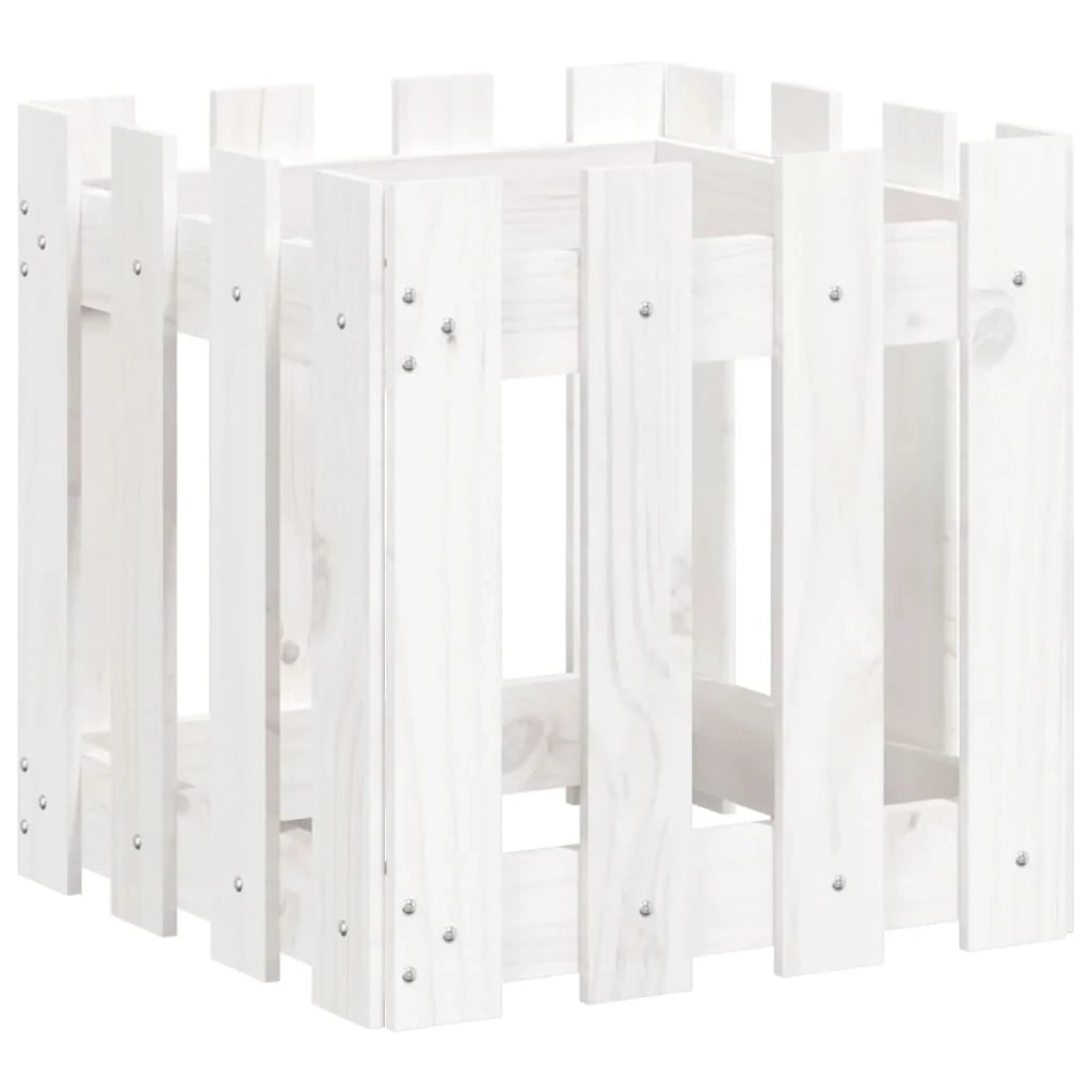 Fioriera rialzata per piante fiori e terrazze con design a recinzione 40 x 40 x 40 cm pino bianco massiccio 02_0038095