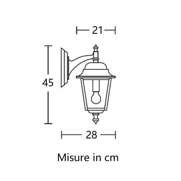 APPLIQUE DA PARETE LANTERNA MEDIA DOWN NERA DA ESTERNO 1XE27 NIZZA MORETTI