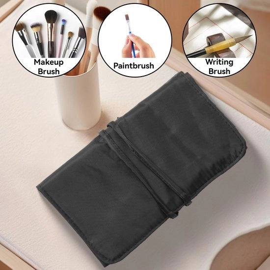 Organizzatore pennelli trucco portatile con grande capacità - borsa trucco trasportabile - borsa trucco estraibile - borsa per cosmetici da viaggio - materiali in nylon - 26 fessure di stoccaggio - borsa trucco