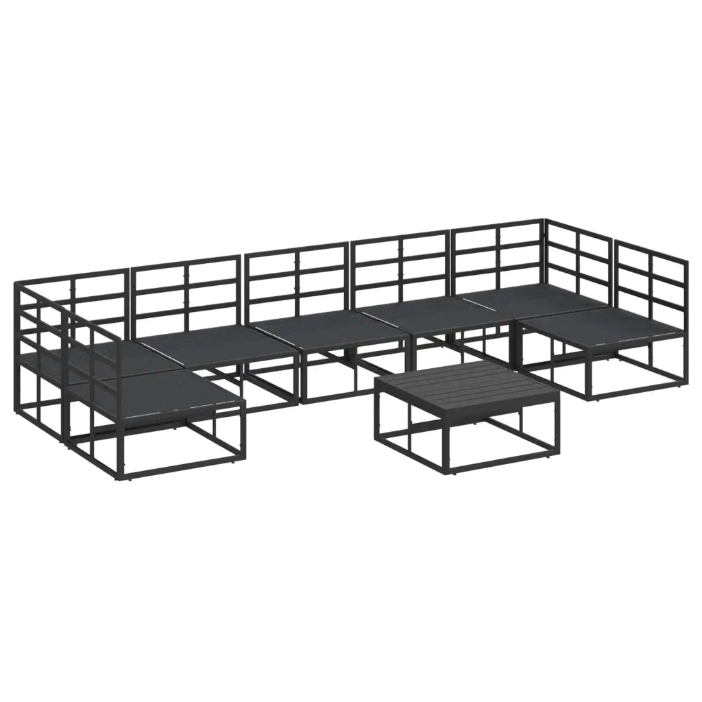 Set Divano da Giardino con cuscino 8 pcs Nero Alluminio 3378851