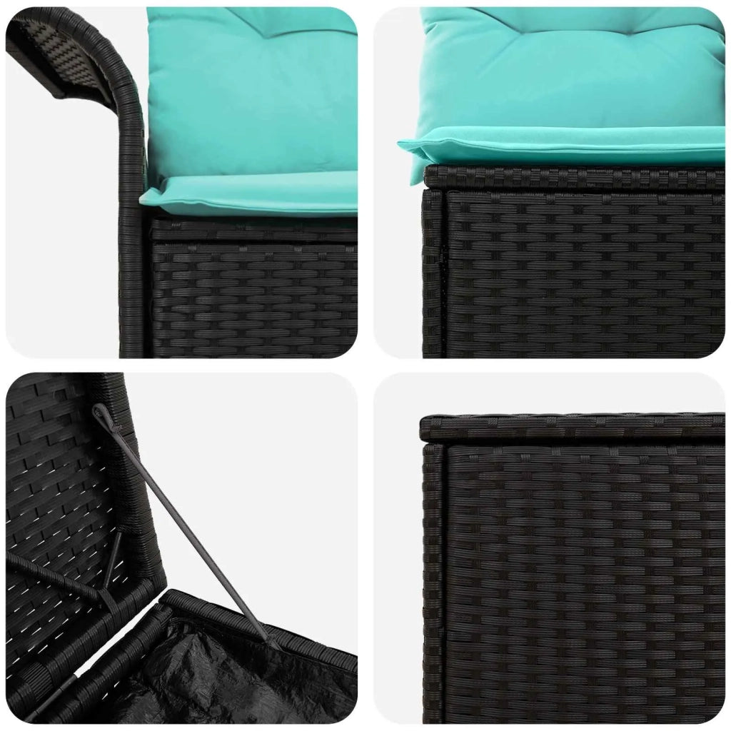 Set di divani 5 pz Nero e Blu Rattan sintetico e Acciaio 3447733