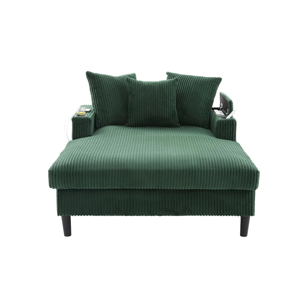 Cord-Lounge multifunzionale con Chaise Longue - Zephmum - Ampia superficie, porta bevande, LED, tasche laterali, spazio di archiviazione, porta USB