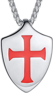 Catenella medievali con sigillo dei Templari per uomo - Sigilli in acciaio inossidabile dei Templari con anello da cintura - Catena robusta 22"+2" pollici (inclusa confezione regalo)