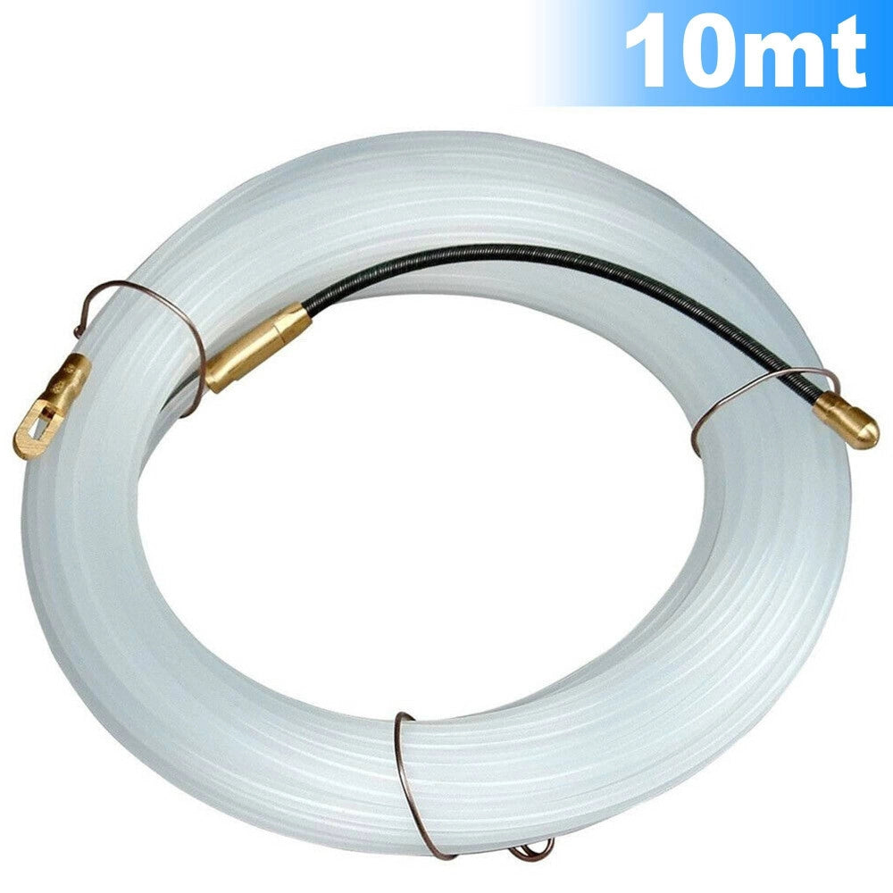 Trade Shop - Sonda Passacavi Elettricista 10mt Tiracavi Tirafili Cavi Elettrici 3mm Bianco -