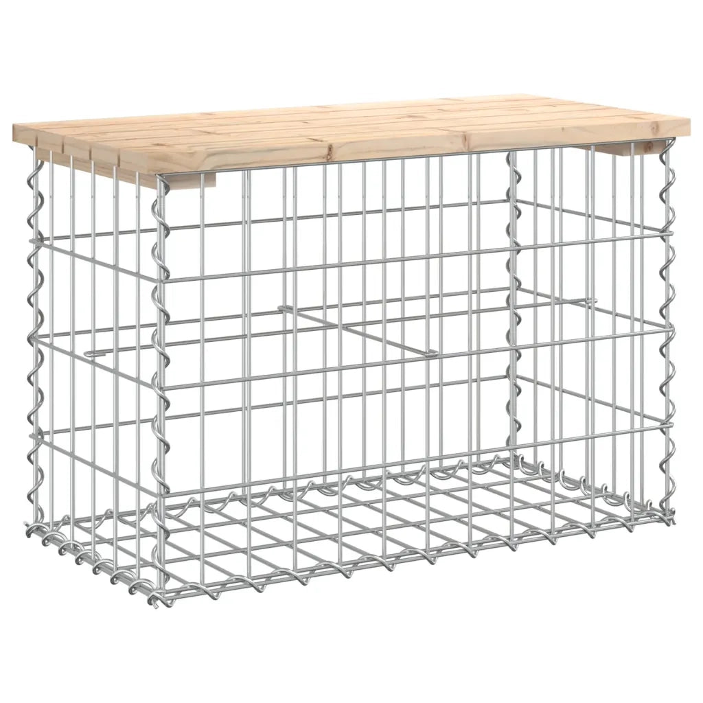 Panca Giardino Design Gabbione-Sgabello-Panca da esterno 63x31,5x42cm Legno Massello Pino