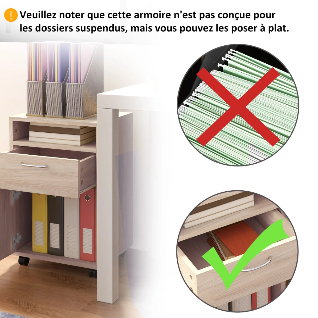 Scrivania con cassetto e ruote ¨C zephmum ¨C quercia 40x35x60 cm