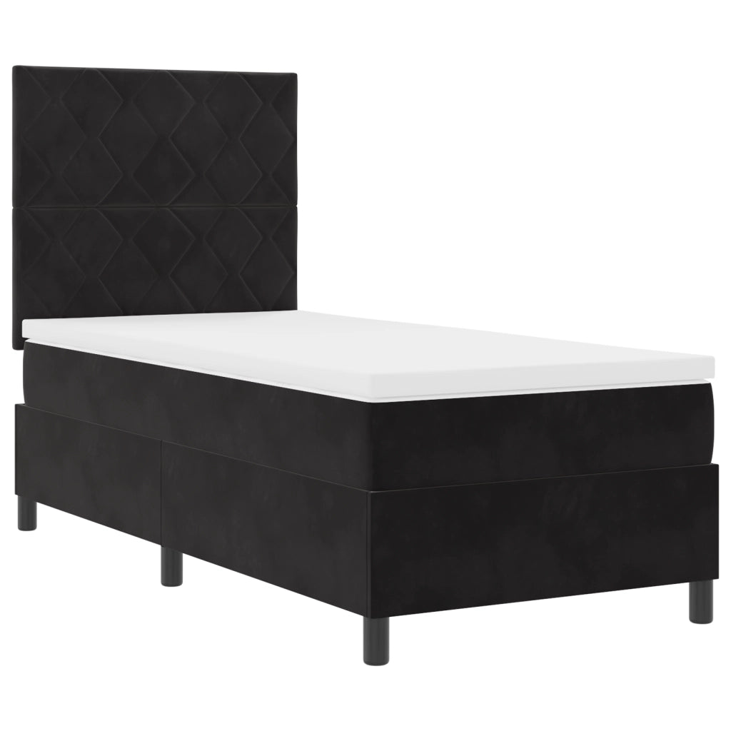Letto Box Spring con Materasso Nero 100x200 cm Velluto
