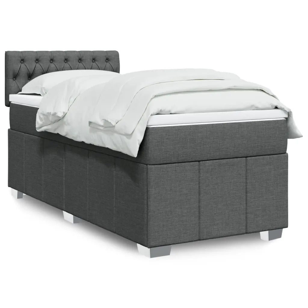 Giroletto a Molle con Materasso Grigio Scuro 80x200 cm Tessuto