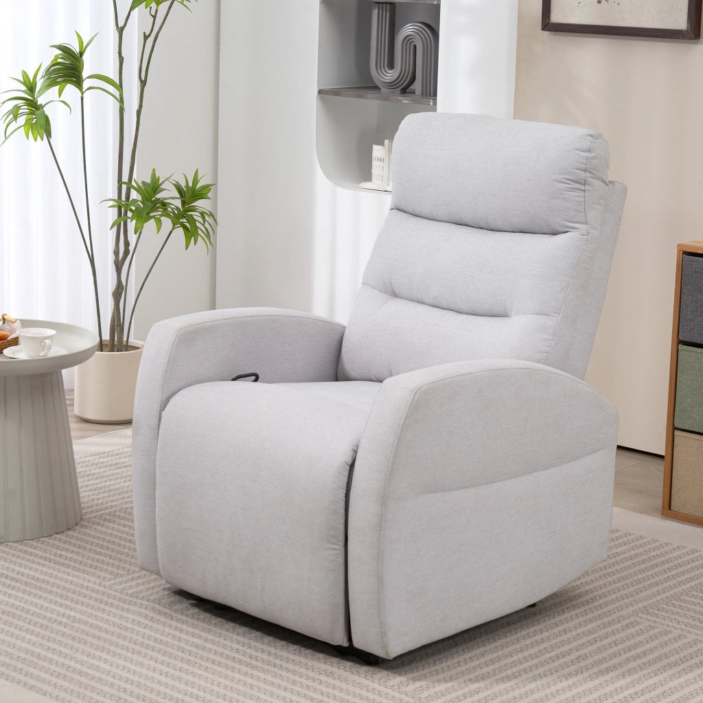 Poltrona Relax Massaggiante Reclinabile con Poggiapiedi ¨C zephmum ¨C Grigio Chiaro