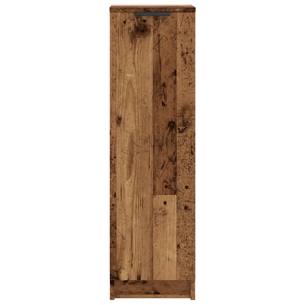 Scarpiera vintage con pratica anta contenitore 29,5 x 35 x 100,5 cm legno composito finitura effetto legno anticato 02_0050992