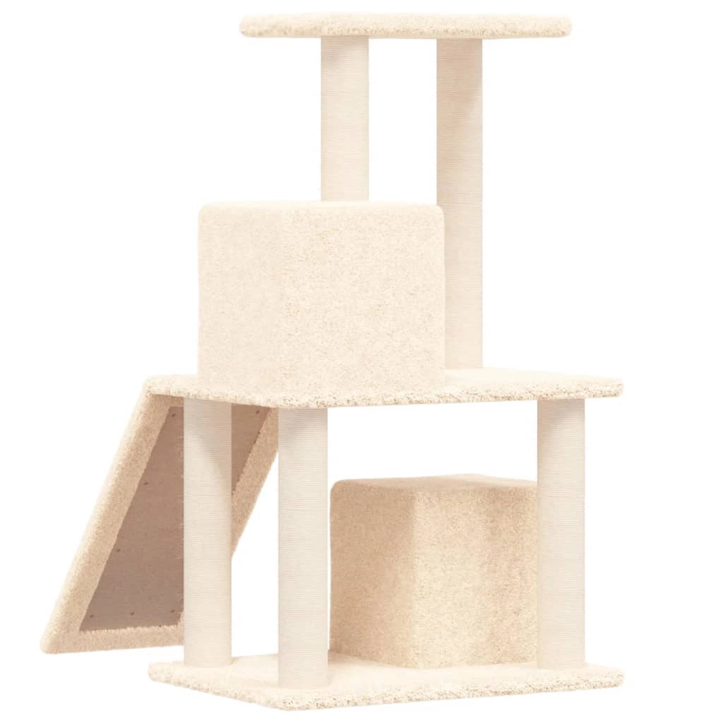 Tiragraffi per gatti torre per arrampicata giocattolo piattaforma per arrampicata con tiragraffi in sisal 82 cm crema 02_0022523