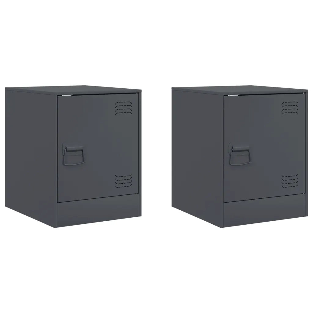 Set di 2 Comodini | Armadio da Notte | Mobiletto da notte Antracite 34,5x39x44 cm in Acciaio