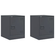Set di 2 Comodini | Armadio da Notte | Mobiletto da notte Antracite 34,5x39x44 cm in Acciaio