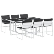 Set da Pranzo da Giardino 7 pz | Set Salotto da Giardino con Cuscini Bianco in Textilene