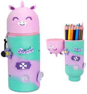 Etui per penna 2-in-1, rits, siliconizzato, tappeto per penne, sedia per penne cartoon, pieghevole, per ragazze e adolescenti