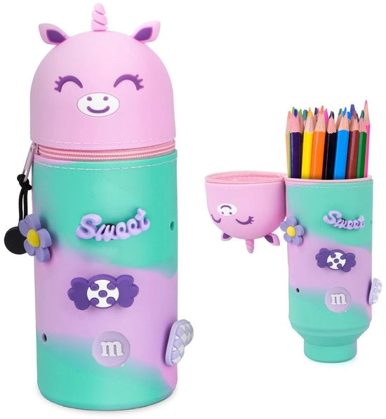 Etui per penna 2-in-1, rits, siliconizzato, tappeto per penne, sedia per penne cartoon, pieghevole, per ragazze e adolescenti
