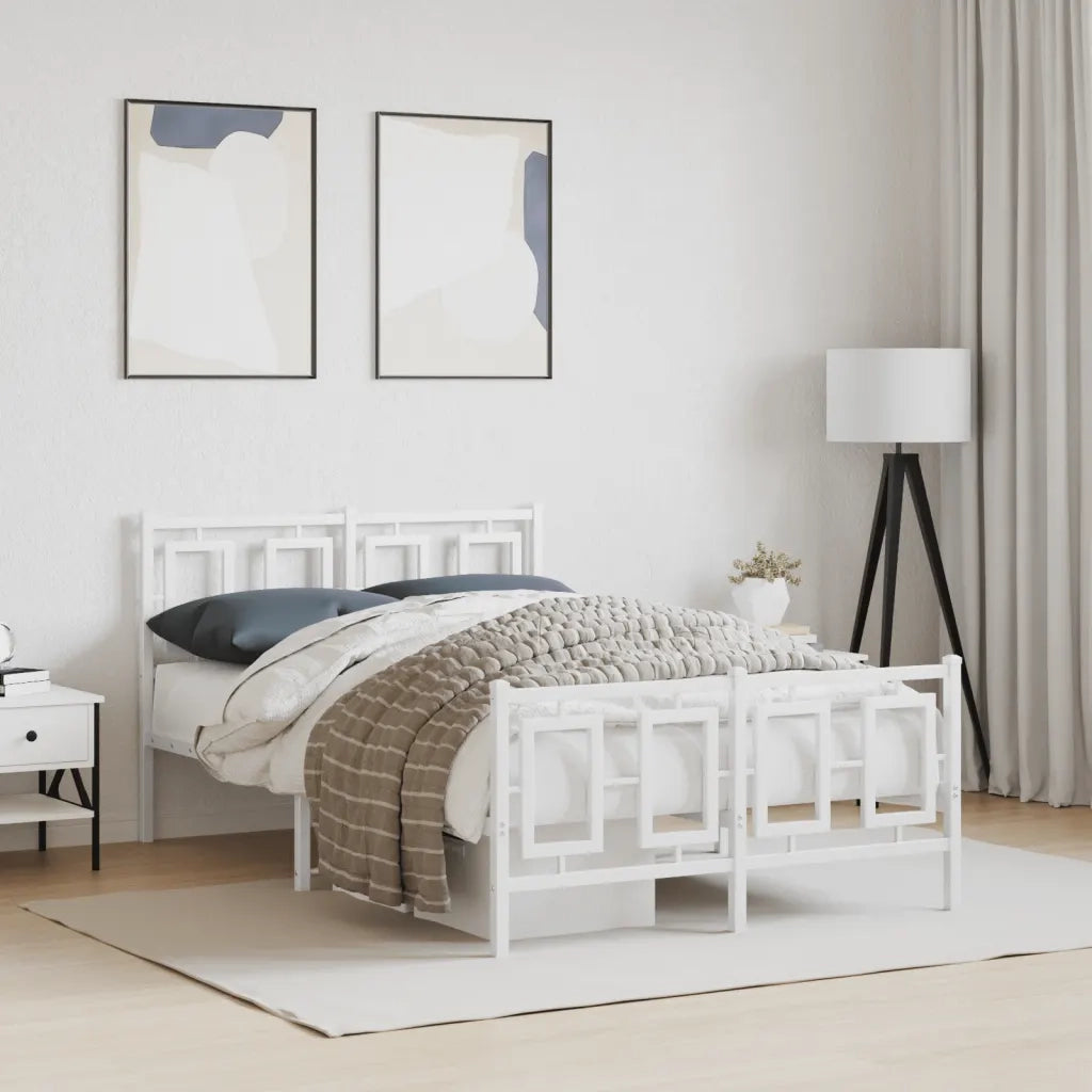 Giroletto con Testiera e Pediera-Struttura Letto Metallo Bianco 120x190 cm 263371