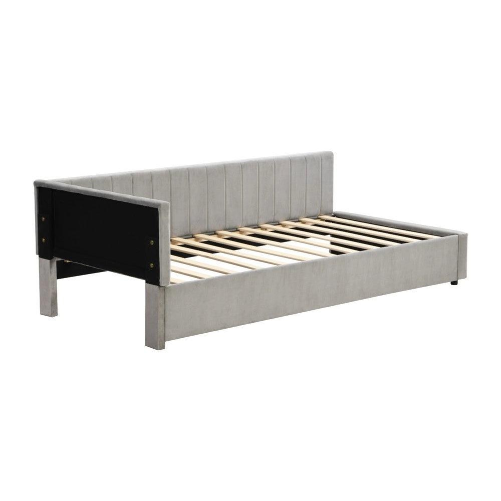 Letto Imbottito Singolo con Rete a Doghe ¨C MINIMAL ¨C Velluto Grigio 90x200