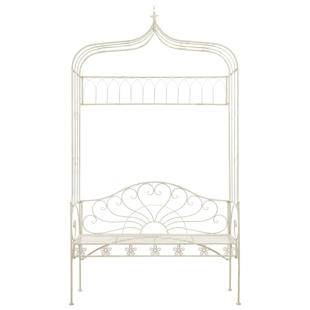 Panchina da Giardino | Panca da Giardino 122 cm in Ferro Bianco Anticato